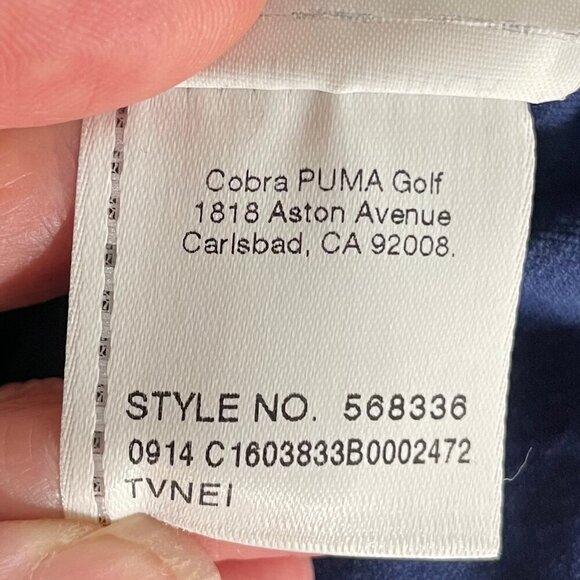 Puma Sport Lifestyle Dry Cell SS 3 Button Poly Polo Shirt Navy + White Accent M - Picture 10 of 12